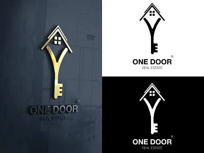 One Door (REAL ESATE LOGO) Concept branding design flat logo minimal real estate logo vector