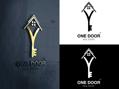 One Door (REAL ESATE LOGO) Concept branding design flat logo minimal real estate logo vector