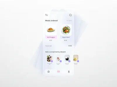 Kiosk Meal Ordering App 2021 android app food food app ui glassmorphism glassy ios minimal mobile app ordering ordering app