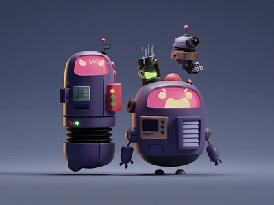 Scribbly Robot Frands (Evil Version) 3d b3d blender evil illustration isometric low poly render robots villain