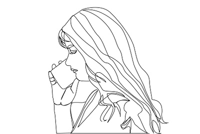 Girl one line art design flyer illustration line art logo one line art poster ui ux vector