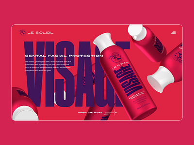 Le Soleil UI abovethefold beauty brand brand identity face god goddess hero icarus identity logo logodesign lotion mark purple red skincare sun ui ux