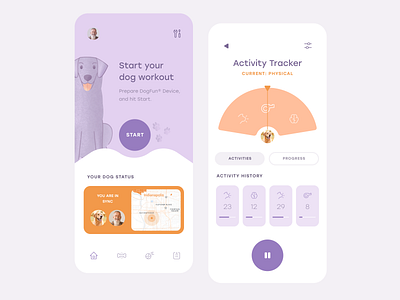 Dog Workout Mobile App app clean design flat illustration mobile ui ux