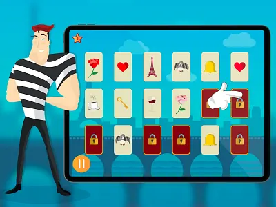 Memory | 2D game design for tablet 2d adobe illustrator app design art character character design design flat game graphic graphic design illustration illustrator interface ios serious game sketch ui ui design vector