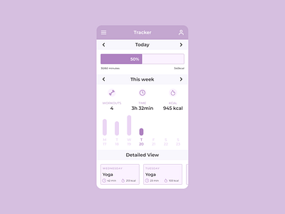 Daily UI #041 - Workout Tracker app daily daily ui daily ui 041 daily ui challenge dailyui dailyui 041 dailyuichallenge design ui ux workout workout app workout tracker workouts yoga yoga app