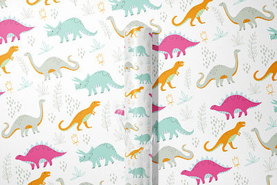 Dinosaur Wrapping Paper baby characters illustration surface design wrap wrapping paper