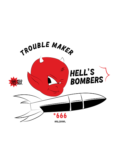 32 HELL'S BOMBERS 666 adobe adobe illustrator adobe photoshop arte arte digital brand identity branding concept diablo diseño drawing evil fuck off hell infierno japones problemas trouble