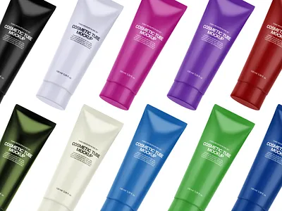 Glossy Cosmetic Tubes Mockups Set cosmetic tube cosmetics cosmetics packaging design layered mock up mockup mockup psd mockup template packaging psd tube tube mockup tubes