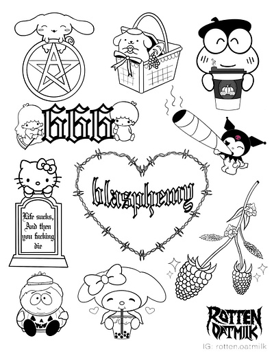 Tattoo Flash Sheet graphic design illustrator logo procreate tattoo