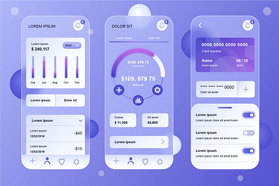 Finance Glassmorphic Mobile App UI Kit 3d 3d illustration app blur card clean dashboard design gradient illustration isometric minimal timeline ui ui design ui kit ux ux design web web app