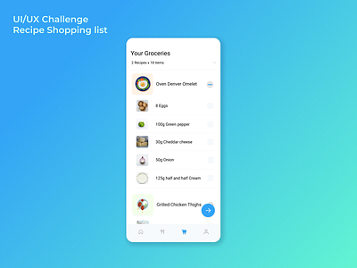 UI/UX Challenge: Recipe Shopping List design challenge recipe shopping cart ui ux