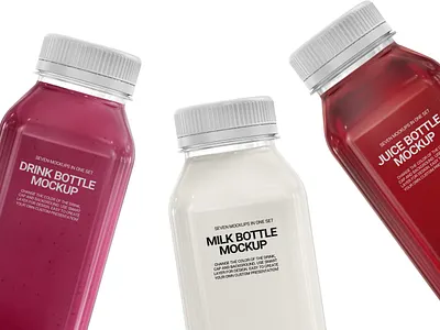 Bottle PSD Mockups Set bottle bottle mockup branding design juice juicy milk mockup packaging photoshop plastic bottle psd psd design smoothie template