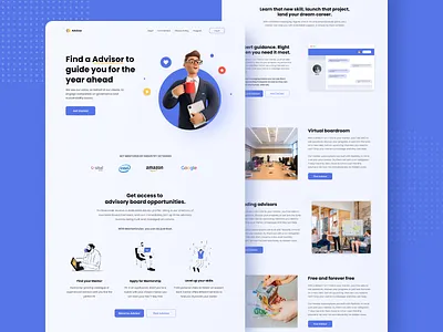 Advisor Landing page 3d illustration advice advisor advisor website advisory home page ui landing design landing page mentor teacher uidesign uiux user interface ux vector web app webdesign website