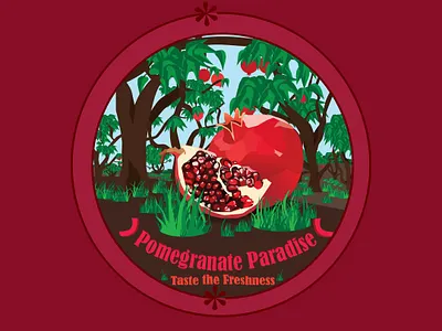 Pomegranate Paradise digital art flat food fruit growth healthy illustrator logo natural nature pomegranates vector