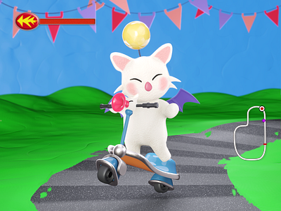 Moogle from Chocobo Racing 3d 3d model blender3d final fantasy moogle retro gaming square enix