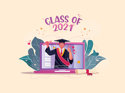 online graduation - Illustration app banner web celebrate character degree education element graduation graduation hat graphic illustration instagram instagram story interface live online graduation sticker ui vector