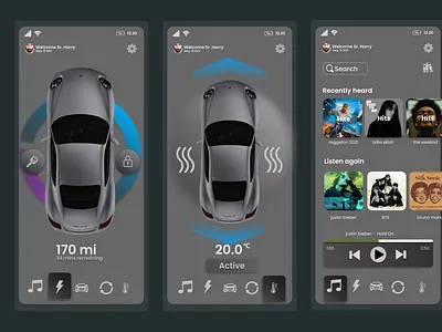 Ui Design of an Autonomous Car Mobile Application app branding design ui ux web webdesign website