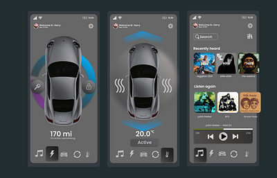 Ui Design of an Autonomous Car Mobile Application app branding design ui ux web webdesign website