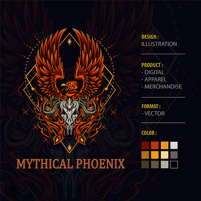 Mythical Phoenix animal apparel design artwork decoration design firebird illustration logo tshirtdesign vector wildlife