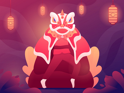 Chinese New Year - Lion Dance barongsai chinese chinese new year design freelance designer illustration illustrator lion dance vector website
