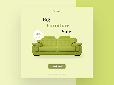 Homely Sofa banner banner ad banner ads banner design design furniture minimal social media banner social media design socialmedia