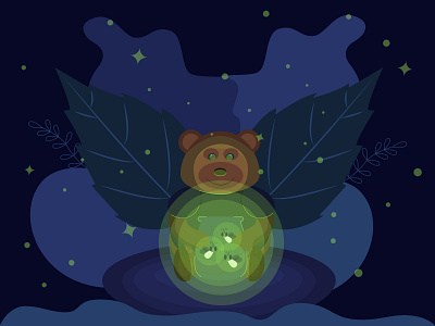 Bear&Fireflies adobe illustrator art bear blue character colors creativity cute design fireflies firefly flat design flat illustration green illustration illustration art light night ui vector