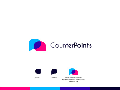 CounterPoints - Logo Design app brand identity branding chat conceptual debate education illustration learning letter c letter p lettermark logo logo and branding logo design minimal monogram typography ui web
