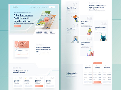 4 seasons landing page design autumn card dashbaord desktop destination green header icon illustraion iran landing landscape pricing ski traveling trip ui visitor website websites