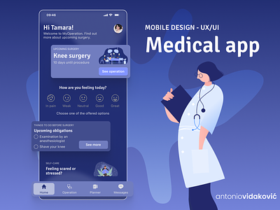 🩺 Medical app - UX/UI design blue design calm case study clean design figma health app marketing medical app mobile app modern ui ux