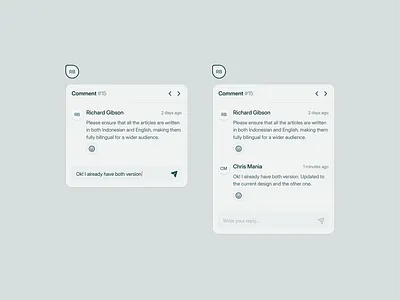 Commenting 💬 card clean comment component design element feedback form function icon interface message minimal react reply send simple typing ui user