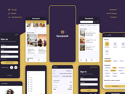 Tourpeek - App Design android app design ios mobile mobile app ui user interface ux uxui