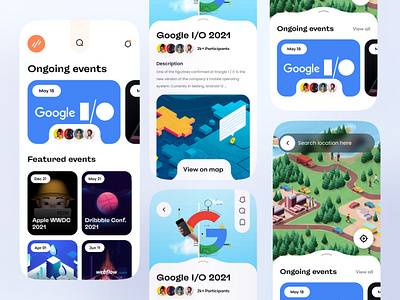 Tech Event App UI Design animation branding clean ui dark mode darkmode design events graphic design illustration isometric minimal minimalistic mobile ui uiux