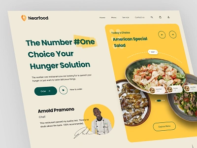 Nearfood - Food Delivery Landing Page chef cooking delivery eat eating food food and drink food delivery food delivery landing page food order foodie landing page menu restaurant salad uiux web web design website website design