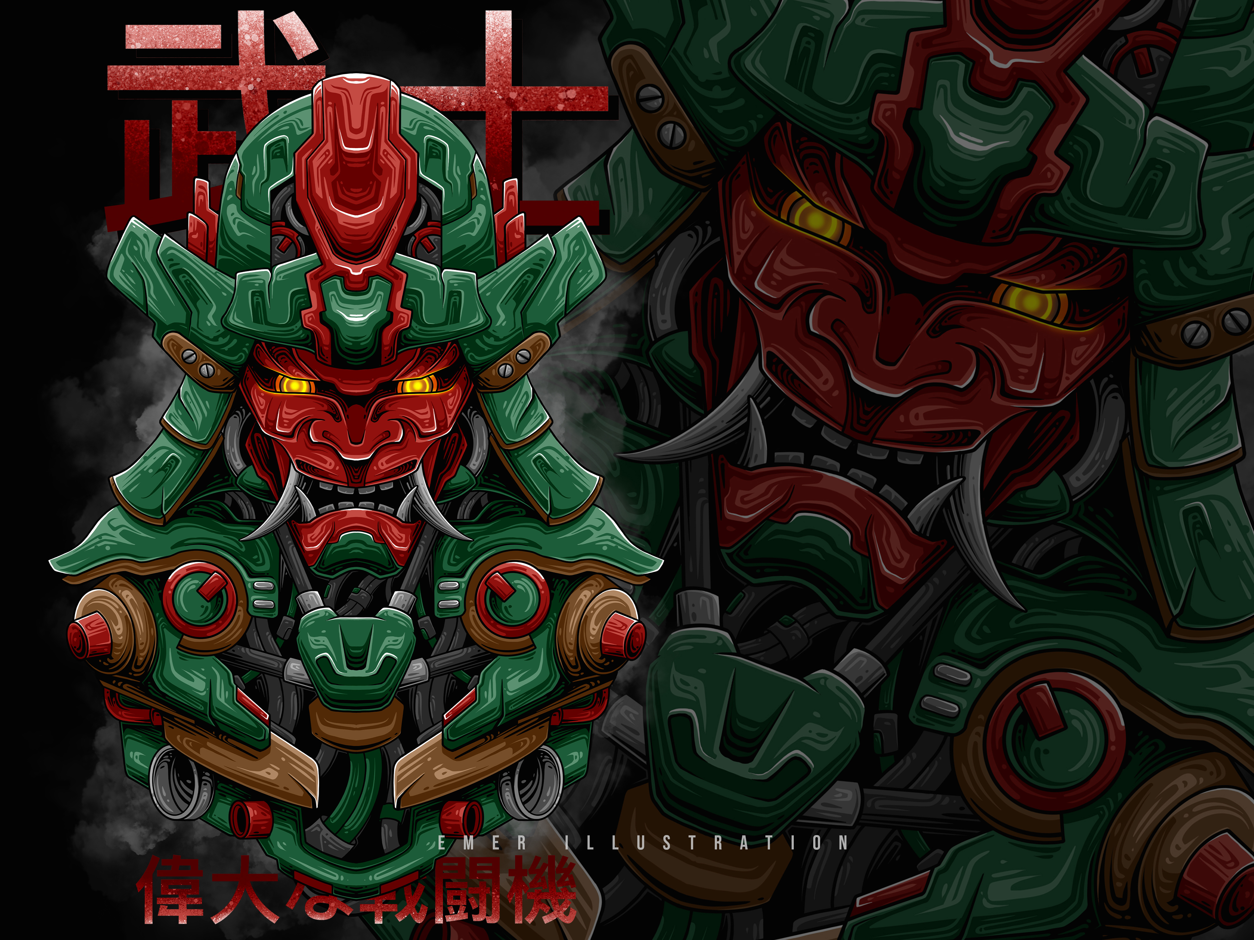Samurai - The greatest fighter apparel branding clothing design devil fighter graphic design illustration japanese knight oni samurai vector warrior