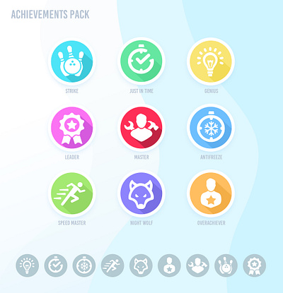 Achievements pack icon illustration interface ui vector