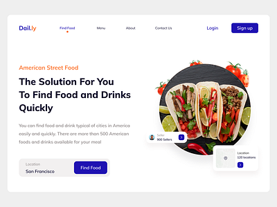 Hero section website for American Street foods american american food clean ui food food and drink food app landing design landing page street food ui ux ui design uiux ux ui ux design uxdesign web web design webdesign website website design