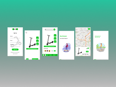 zoride earth environment go green healthy illustration nature preservation rental app scoot scooters ui