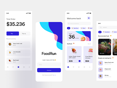 FoodRun Mobile App / UX Design android app delivery figma food graphic design interaction interface ios mobile mobile app payment presentation prototype ui ui design user ux ux design wave