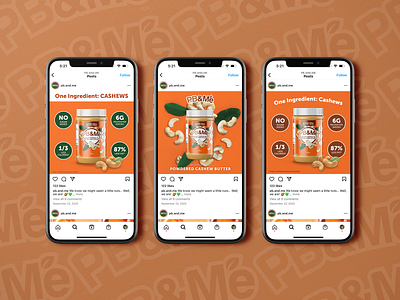 Cashew Butter Social Media Design food graphic design instagram powdered snack social media design