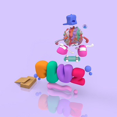 Floating Fluz 3d 3d art bubble bubblegum character character design grafitti skate skateboard skateboarding skater