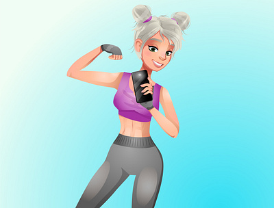 Selfie of a Sporty Girl adobe illustrator box cartoon cute design girl illustration mood selfie smile sport sporty vector