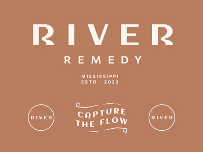River Remedy badge branding cannabis flow logo logo design logo mark minimal r river typography water wordmark
