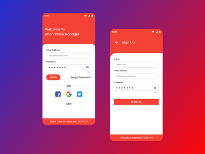 Attendance Manager App app design ui ux