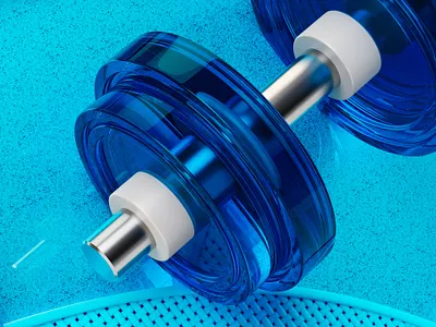 Dumbbell Prize - Close Up 3d award awards badge blender blue c4d cycles design dumbbell fitness game gamification illustration metal octane pin plastic prize sport