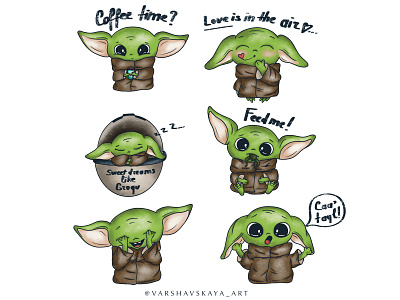 Little Grogu💚 art artist artwork branding character drawing emotion grogu illustration illustrator mandalorian starwars sticker sticker design stickermule stickers style telegramstickers