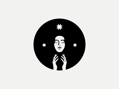 Star girl logo brand branding circle constellation cosmetic girl illustration lable logo logofolio logotype mark monochrome night portfolio star symbol woman