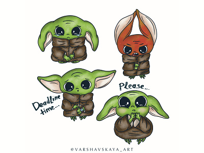 Little Grogu, part 2 art artist artwork branding character design design art draw drawing emotion grogu illustration illustrator mandalorian sticker sticker design sticker mule stickers store telegramstickers