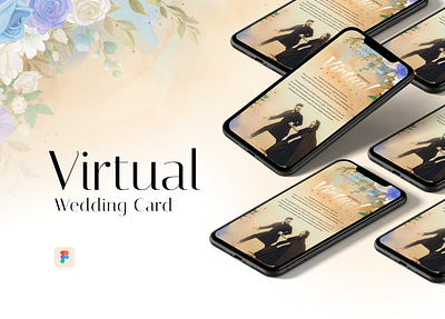 Virtual Wedding Card brochure design card design design flat floral graphicdesign invitation card minimal weddings