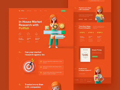 Pollfish.com - Online survey tools redesign 3d analysis dark mode design insight landing page research service service design survey survey tool ui ux webdesign website design