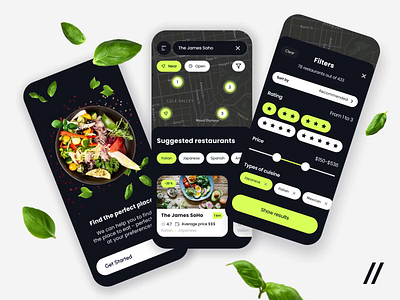 Restaurant Finder App android app animation app app interaction design finder food gps interaction interface ios mobile map mobile interaction motion restaurant ui uiux ux